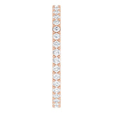 14K Gold Round Lab-Grown Diamond Shared-Prong Eternity Band – 1.5 mm Stones (1/2 CTW) - Rose Gold - view 4