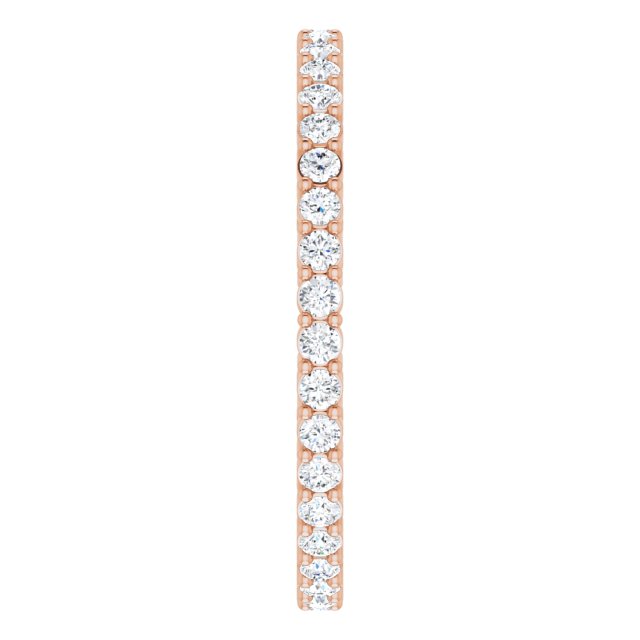 14K Gold Round Lab-Grown Diamond Shared-Prong Eternity Band – 1.5 mm Stones (1/2 CTW) - Rose Gold - view 4