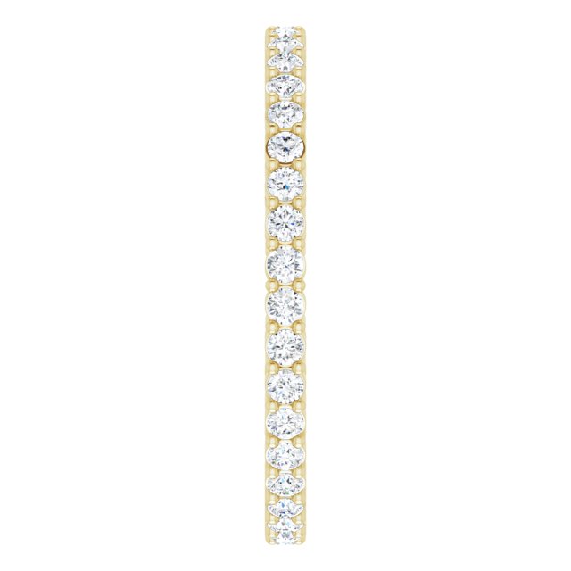 14K Gold Round Natural Diamond Shared-Prong Eternity Band – 1.5 mm Stones (1/2–5/8 CTW) - Yellow Gold - view 4