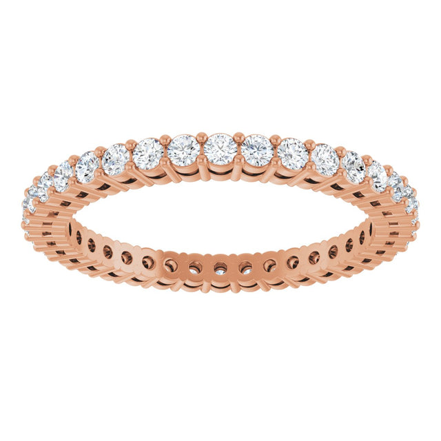 14K Gold Round Lab-Grown Diamond Shared-Prong Eternity Band – 1.7 mm Stones (1/2–5/8 CTW) - Rose Gold - view 3