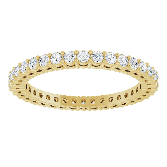 14K Gold Round Lab-Grown Diamond Shared-Prong Eternity Band – 1.7 mm Stones (1/2–5/8 CTW) - Yellow Gold - view 3