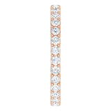 14K Gold Round Lab-Grown Diamond Shared-Prong Eternity Band – 2 mm Stones (7/8–1 CTW) - Rose Gold - view 4