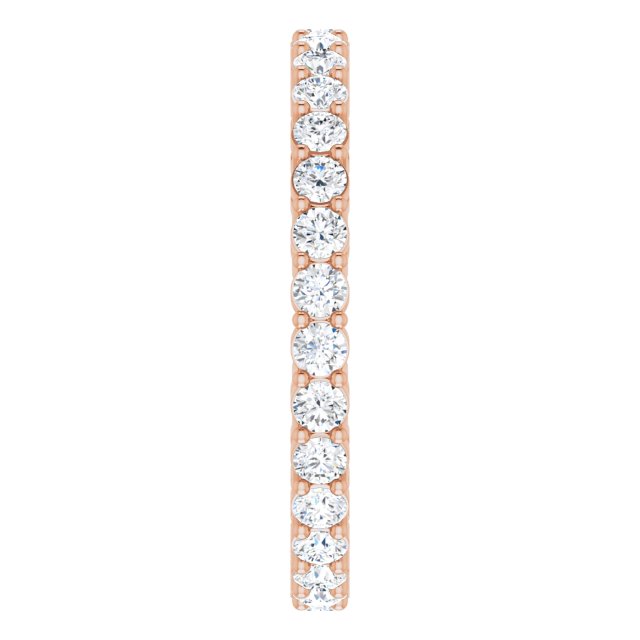 14K Gold Round Lab-Grown Diamond Shared-Prong Eternity Band – 2 mm Stones (7/8–1 CTW) - Rose Gold - view 4