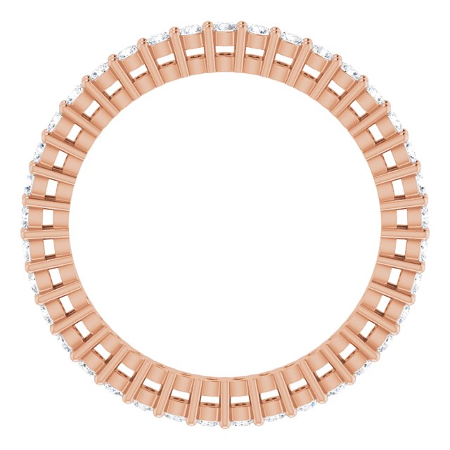 14K Gold Round Natural Diamond Shared-Prong Eternity Band – 1.5 mm Stones (1/2–5/8 CTW) - Rose Gold - view 2