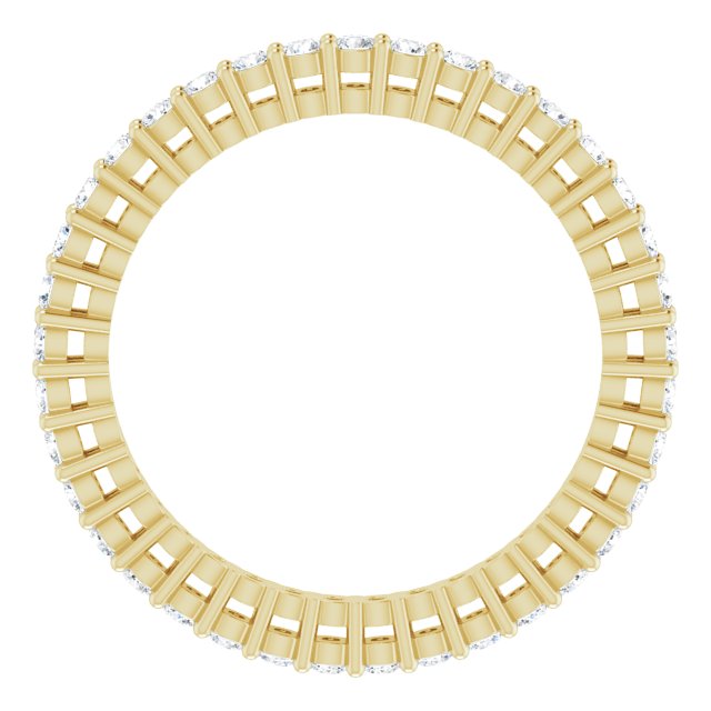 14K Gold Round Natural Diamond Shared-Prong Eternity Band – 1.5 mm Stones (1/2–5/8 CTW) - Yellow Gold - view 2