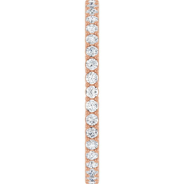 14K Gold Round Lab-Grown Diamond Shared-Prong Eternity Band – 1.5 mm Stones (1/2 CTW) - Rose Gold - view 4
