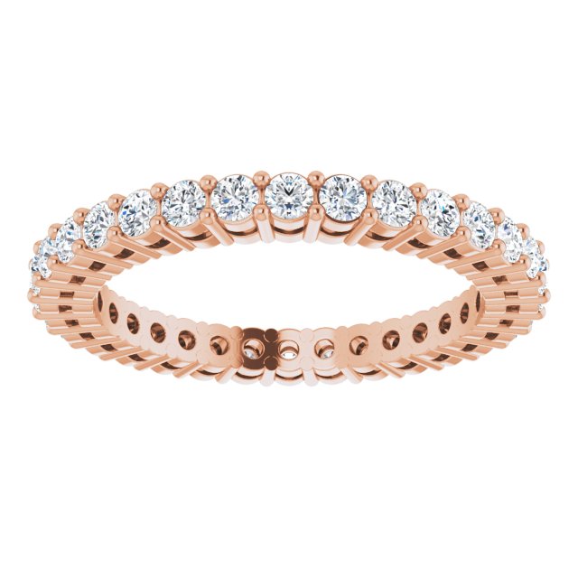 14K Gold Round Lab-Grown Diamond Shared-Prong Eternity Band – 1.7 mm Stones (1/2–5/8 CTW) - Rose Gold - view 3