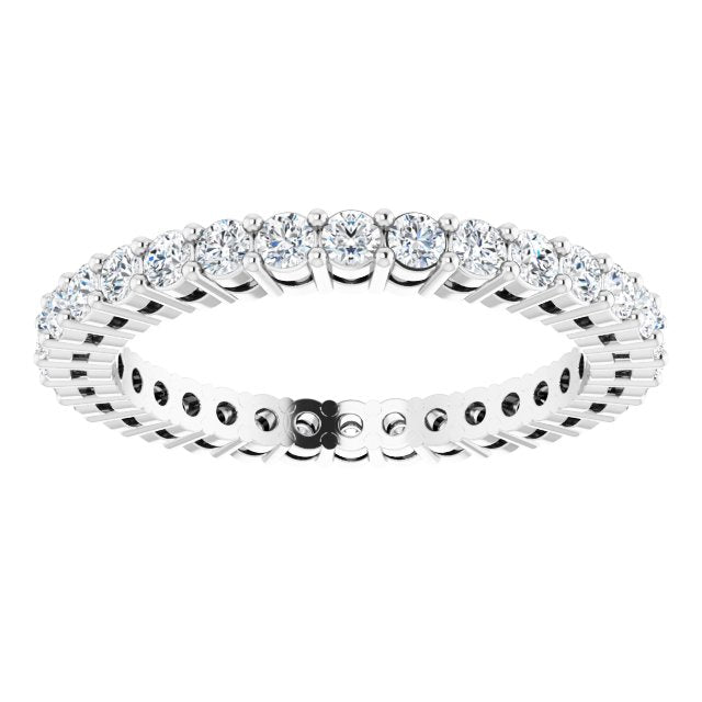 14K Gold Round Lab-Grown Diamond Shared-Prong Eternity Band – 1.7 mm Stones (1/2–5/8 CTW) - White Gold - view 3