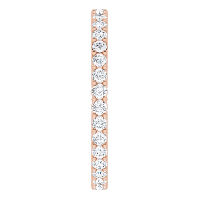 14K Gold Round Natural Diamond Shared-Prong Eternity Band – 1.7 mm Stones (1/2–3/4 CTW) - Rose Gold - view 4