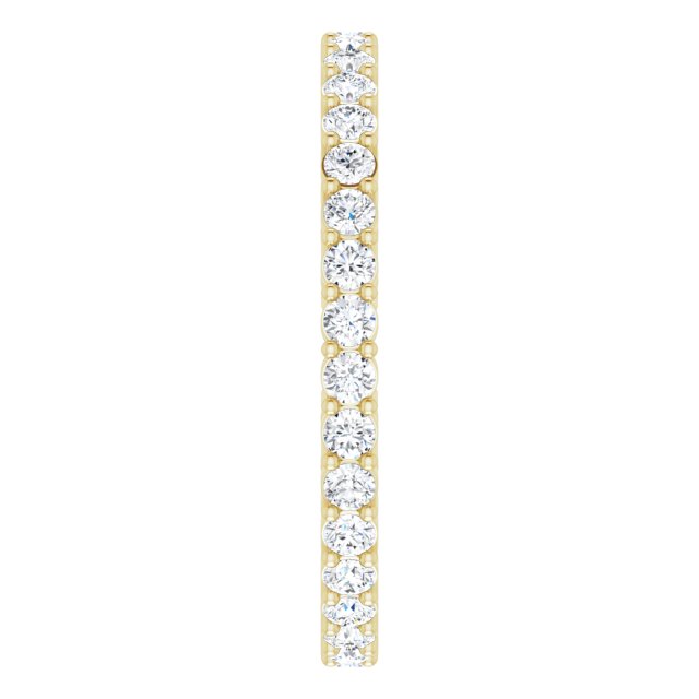 14K Gold Round Lab-Grown Diamond Shared-Prong Eternity Band – 1.7 mm Stones (1/2–5/8 CTW) - Yellow Gold - view 4
