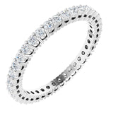 Platinum Round Natural Diamond Shared-Prong Eternity Band – 1.7 mm Stones (1/2–3/4 CTW)