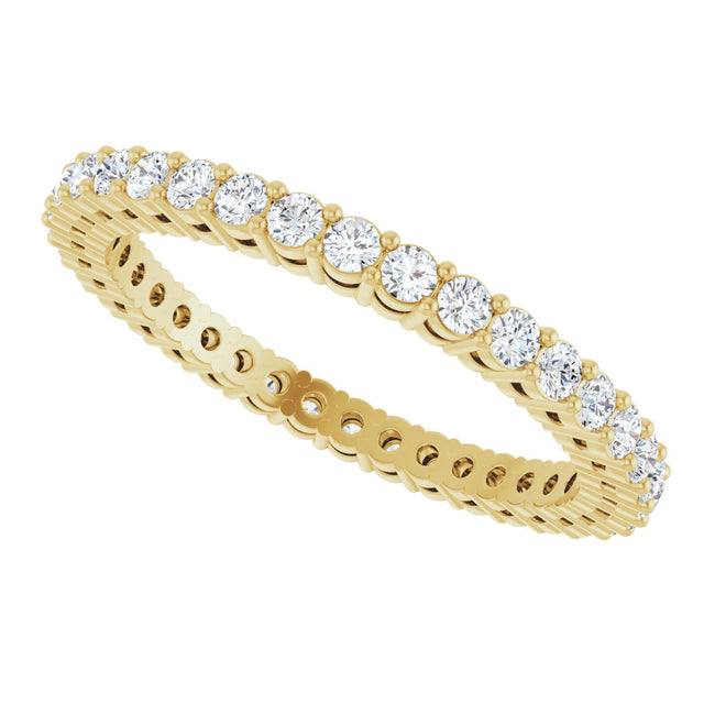 14K Gold Round Lab-Grown Diamond Shared-Prong Eternity Band – 1.7 mm Stones (1/2–5/8 CTW) - Yellow Gold - view 5