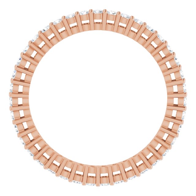14K Gold Round Lab-Grown Diamond Shared-Prong Eternity Band – 1.5 mm Stones (1/2 CTW) - Rose Gold - view 2