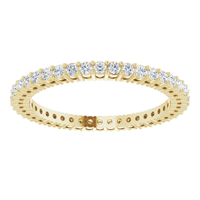 14K Gold Round Lab-Grown Diamond Shared-Prong Eternity Band – 1.5 mm Stones (1/2 CTW) - Yellow Gold - view 3