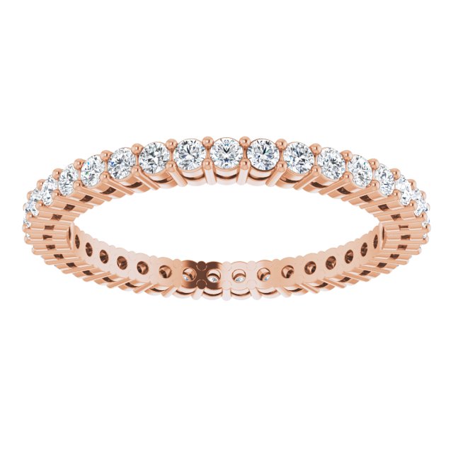 14K Gold Round Lab-Grown Diamond Shared-Prong Eternity Band – 1.7 mm Stones (1/2–5/8 CTW) - Rose Gold - view 3