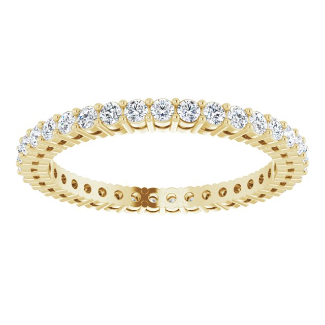14K Gold Round Natural Diamond Shared-Prong Eternity Band – 1.7 mm Stones (1/2–3/4 CTW) - Yellow Gold - view 3
