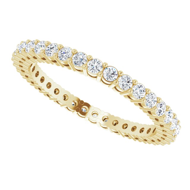 14K Gold Round Lab-Grown Diamond Shared-Prong Eternity Band – 1.7 mm Stones (1/2–5/8 CTW) - Yellow Gold - view 5