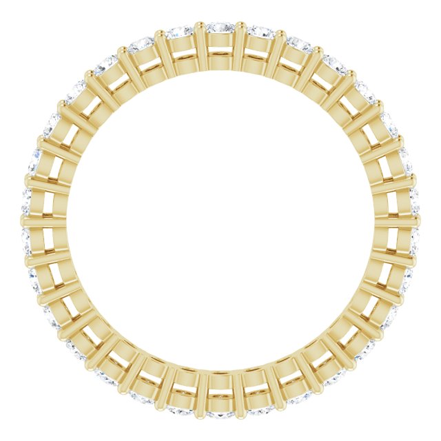 14K Gold Round Natural Diamond Shared-Prong Eternity Band – 2 mm Stones (3/4–1 CTW) - Yellow Gold - view 2
