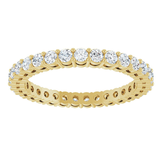 14K Gold Round Lab-Grown Diamond Shared-Prong Eternity Band – 2 mm Stones (7/8–1 CTW) - Yellow Gold - view 3