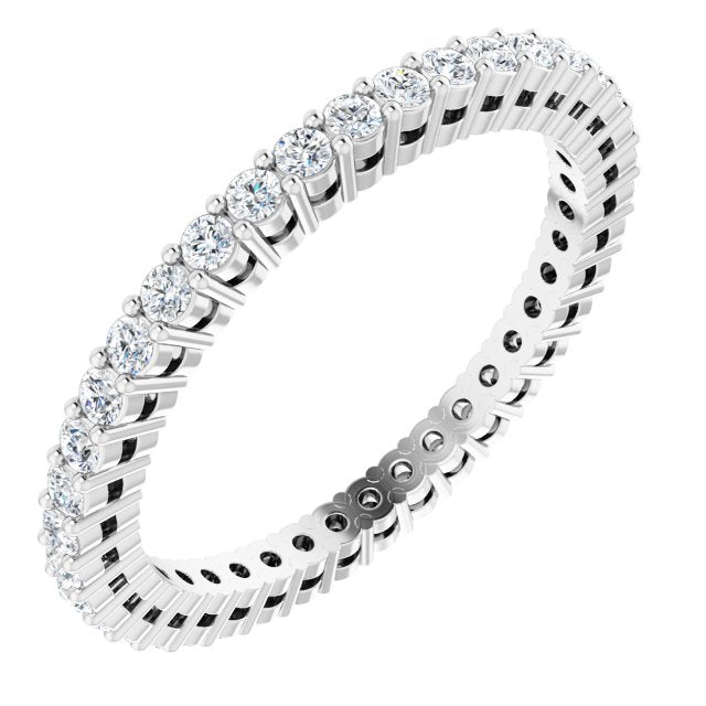 14K Gold Round Lab-Grown Diamond Shared-Prong Eternity Band – 1.5 mm Stones (1/2 CTW) - White Gold
