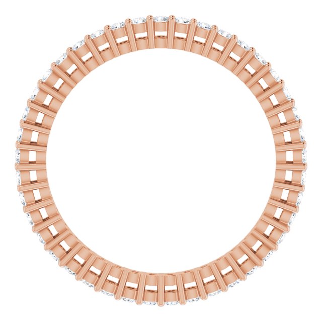 14K Gold Round Natural Diamond Shared-Prong Eternity Band – 1.5 mm Stones (1/2–5/8 CTW) - Rose Gold - view 2