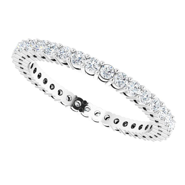 14K Gold Round Lab-Grown Diamond Shared-Prong Eternity Band – 1.7 mm Stones (1/2–5/8 CTW) - White Gold - view 5