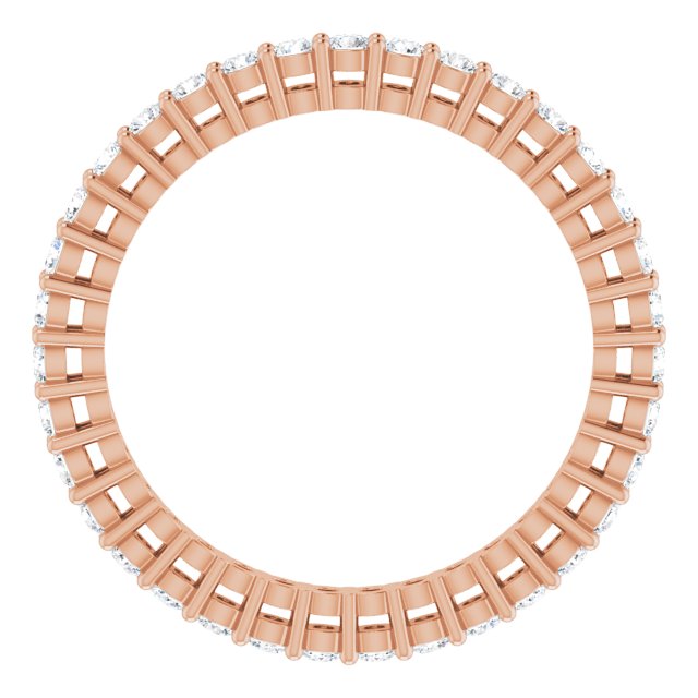 14K Gold Round Natural Diamond Shared-Prong Eternity Band – 1.7 mm Stones (1/2–3/4 CTW) - Rose Gold - view 2
