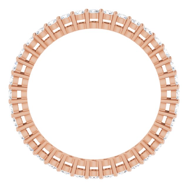 14K Gold Round Lab-Grown Diamond Shared-Prong Eternity Band – 1.7 mm Stones (1/2–5/8 CTW) - Rose Gold - view 2