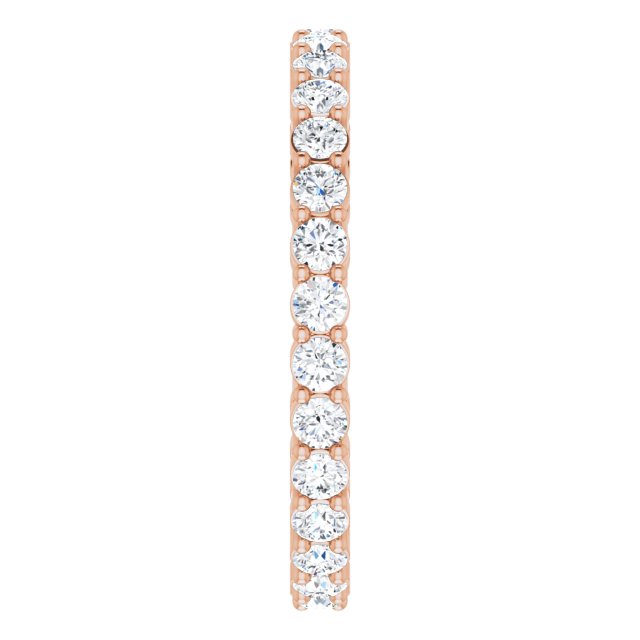 14K Gold Round Lab-Grown Diamond Shared-Prong Eternity Band – 2 mm Stones (7/8–1 CTW) - Rose Gold - view 4