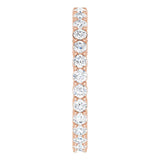 14K Gold Round Natural Diamond Shared-Prong Eternity Band – 2 mm Stones (3/4–1 CTW) - Rose Gold - view 4