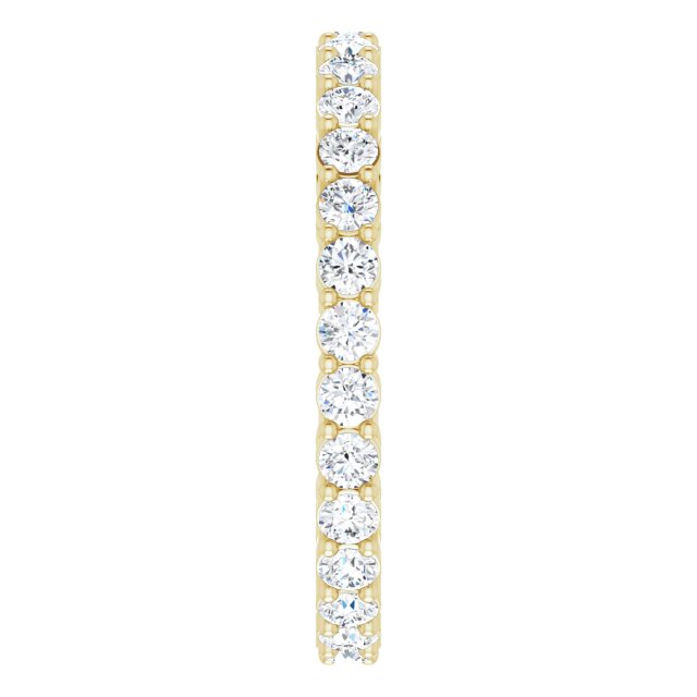 14K Gold Round Lab-Grown Diamond Shared-Prong Eternity Band – 2 mm Stones (7/8–1 CTW) - Yellow Gold - view 4