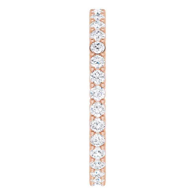 14K Gold Round Lab-Grown Diamond Shared-Prong Eternity Band – 1.7 mm Stones (1/2–5/8 CTW) - Rose Gold - view 4