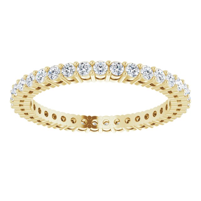14K Gold Round Lab-Grown Diamond Shared-Prong Eternity Band – 1.7 mm Stones (1/2–5/8 CTW) - Yellow Gold - view 3