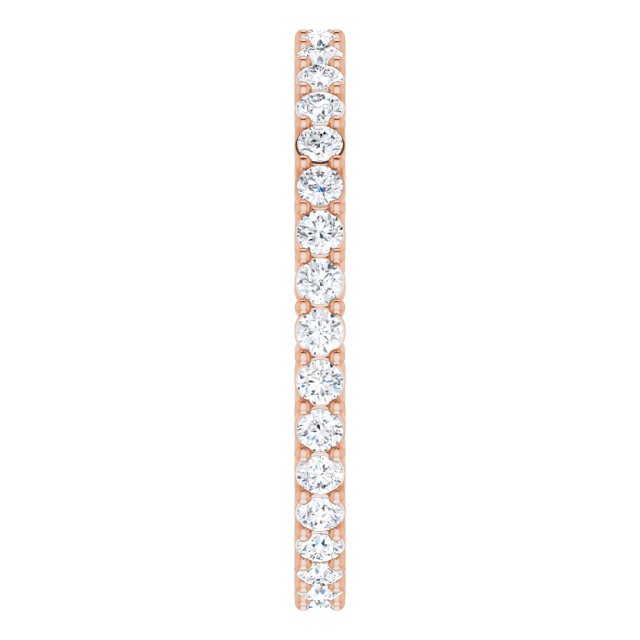 14K Gold Round Lab-Grown Diamond Shared-Prong Eternity Band – 1.7 mm Stones (1/2–5/8 CTW) - Rose Gold - view 4