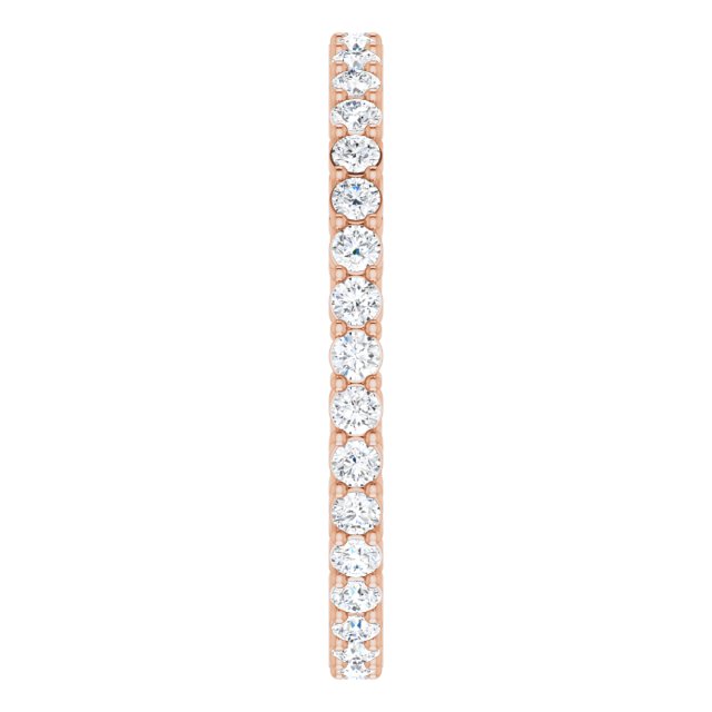 14K Gold Round Lab-Grown Diamond Shared-Prong Eternity Band – 1.7 mm Stones (1/2–5/8 CTW) - Rose Gold - view 4