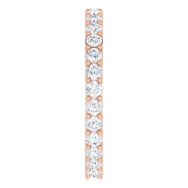 14K Gold Round Lab-Grown Diamond Shared-Prong Eternity Band – 2 mm Stones (7/8–1 CTW) - Rose Gold - view 4