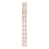 14K Gold Round Natural Diamond Shared-Prong Eternity Band – 2 mm Stones (3/4–1 CTW) - Rose Gold - view 4