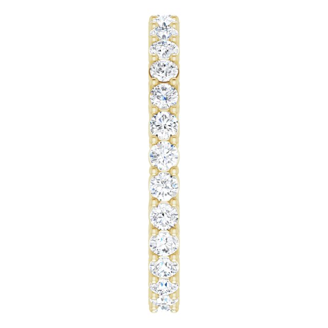 14K Gold Round Lab-Grown Diamond Shared-Prong Eternity Band – 2 mm Stones (7/8–1 CTW) - Yellow Gold - view 4