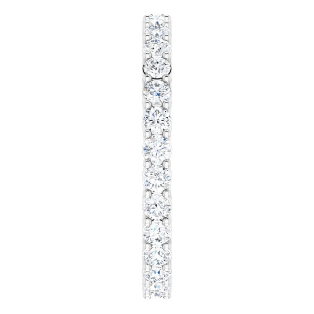 14K Gold Round Lab-Grown Diamond Shared-Prong Eternity Band – 2 mm Stones (7/8–1 CTW) - White Gold - view 4