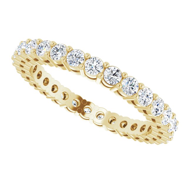 14K Gold Round Lab-Grown Diamond Shared-Prong Eternity Band – 2 mm Stones (7/8–1 CTW) - Yellow Gold - view 5