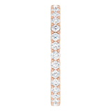 14K Gold Round Natural Diamond Shared-Prong Eternity Band – 2 mm Stones (3/4–1 CTW) - Rose Gold - view 4