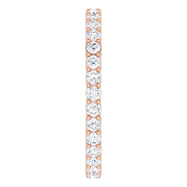 14K Gold Round Natural Diamond Shared-Prong Eternity Band – 2 mm Stones (3/4–1 CTW) - Rose Gold - view 4