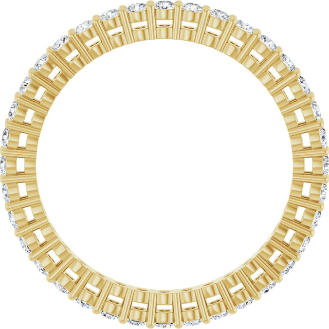 14K Gold Round Lab-Grown Diamond Shared-Prong Eternity Band – 1.7 mm Stones (1/2–5/8 CTW) - Yellow Gold - view 2