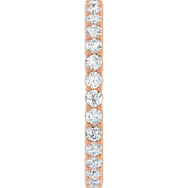 14K Gold Round Lab-Grown Diamond Shared-Prong Eternity Band – 2 mm Stones (7/8–1 CTW) - Rose Gold - view 4