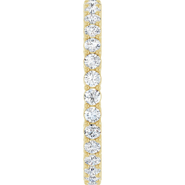 14K Gold Round Lab-Grown Diamond Shared-Prong Eternity Band – 2 mm Stones (7/8–1 CTW) - Yellow Gold - view 4