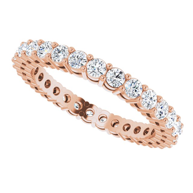 14K Gold Round Lab-Grown Diamond Shared-Prong Eternity Band – 2 mm Stones (7/8–1 CTW) - Rose Gold - view 5