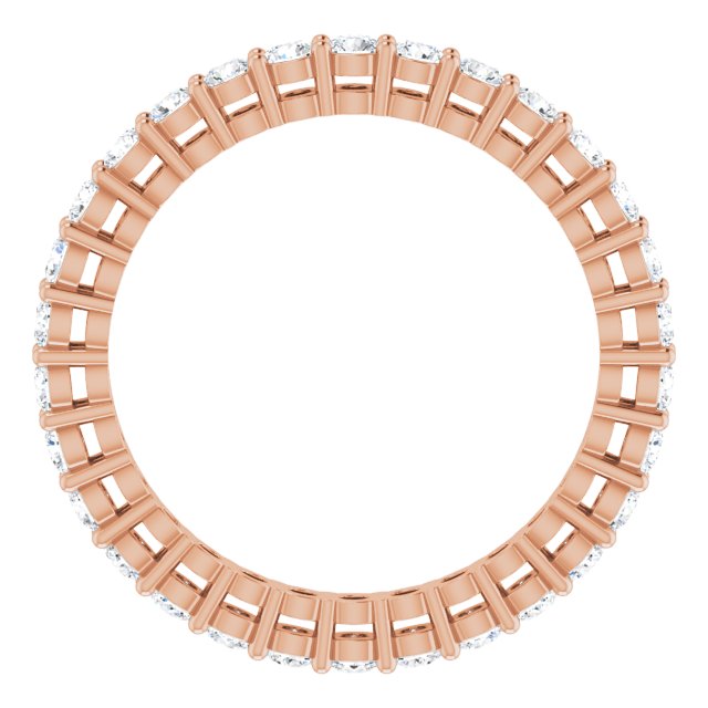 14K Gold Round Lab-Grown Diamond Shared-Prong Eternity Band – 2 mm Stones (7/8–1 CTW) - Rose Gold - view 2