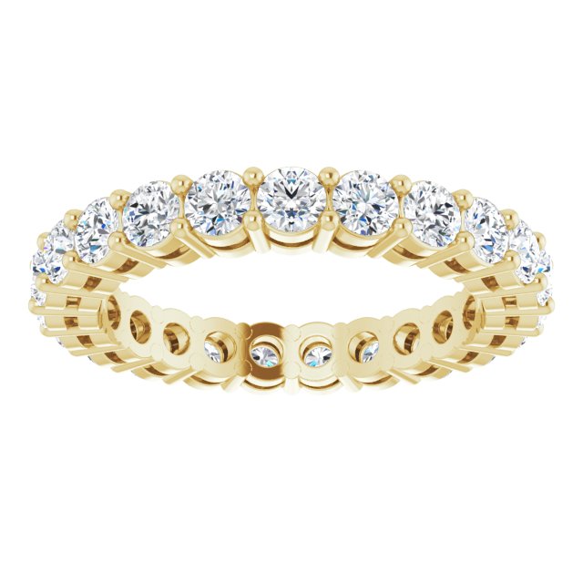 14K Gold Round Lab-Grown Diamond Shared-Prong Eternity Band – 2.5 mm Stones (1 3/8–1 1/2 CTW) - Yellow Gold - view 3