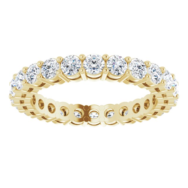 14K Gold Round Lab-Grown Diamond Shared-Prong Eternity Band – 2.5 mm Stones (1 3/8–1 1/2 CTW) - Yellow Gold - view 3