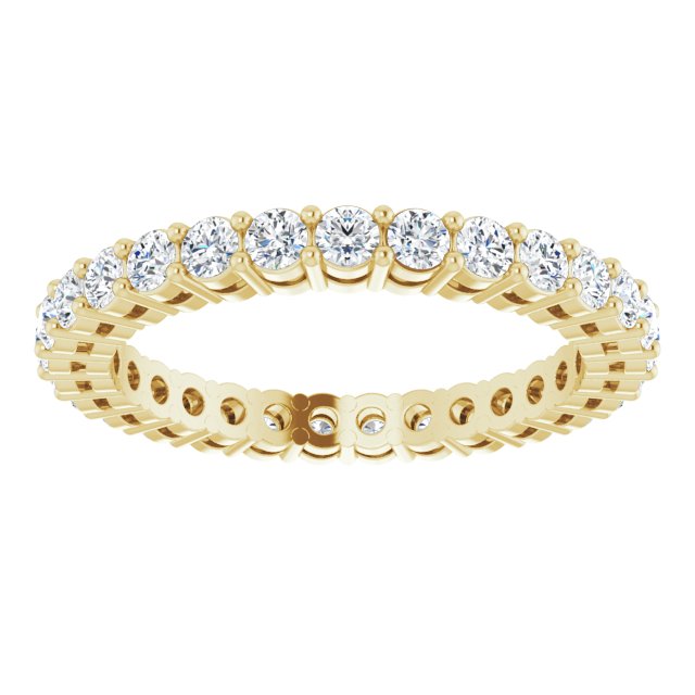 14K Gold Round Lab-Grown Diamond Shared-Prong Eternity Band – 2 mm Stones (7/8–1 CTW) - Yellow Gold - view 3
